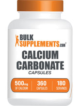 BulkSupplements Calcium Carbonate, bouteille de capsules prête à être intégrée dans votre routine matinale