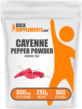 BulkSupplements Cayenne Poudre 40000HU emballage pratique pour doser facilement.
