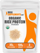 BulkSupplements protéine de riz biologique — poudre polyvalente pour shakes végétaux et nutrition quotidienne.
