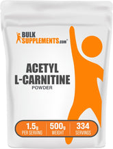 BulkSupplements Acétyl L-Carnitine en poudre, emballage pratique pour votre routine quotidienne.