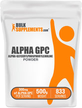Poudre Alpha GPC BulkSupplements dans son emballage, pratique et prête à l’emploi.