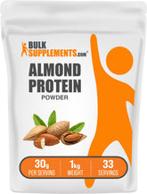 Bulksupplements amande-protein-poudre emballage pratique et prêt à l'emploi.