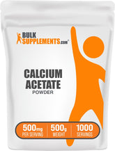 BulkSupplements Calcium Acetate poudre dans une bouteille, usage facile dans la routine quotidienne.