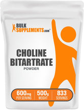 BulkSupplements Choline Bitartrate, poudre, idéale pour ajouter dans votre smoothie quotidien.