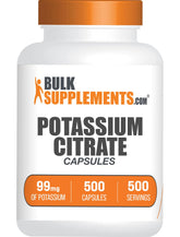 BulkSupplements Citrate de Potassium – bouteille pratique pour soutenir l'apport quotidien en minéraux.