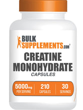BulkSupplements Créatine Monohydrate Capsules, boîte facile à prendre pour l'entraînement.
