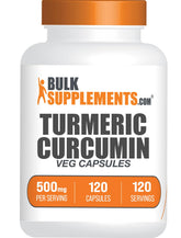 Bulksupplements Curcumine Extrait 500 mg capsules, routine quotidienne saine.