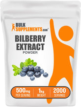 BulkSupplements Bilberry Extrait Poudre dans pot, idéal pour routine quotidienne.