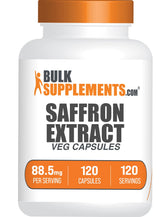BulkSupplements Extrait de Safran capsules: routine quotidienne potentielle avec les capsules visibles.