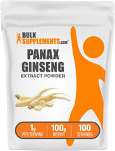 BulkSupplements Ginseng poudre — extrait de racine, source naturelle d'antioxydants pour votre routine quotidienne