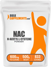 BulkSupplements NAC en bouteille 500 g, facile à intégrer pour le soutien du bien-être.