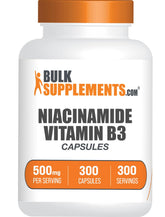 BulkSupplements Niacinamide – étiquette lisible sur la boîte, intégration aisée dans la routine.