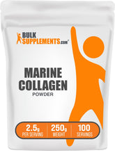 BulkSupplements Poudre de collagène marin dans une cuillère, pratique pour votre routine quotidienne.