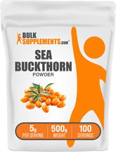 BulkSupplements Poudre d’Argousier en flacon, pratique pour recettes quotidiennes.