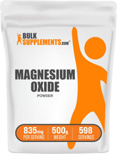 BulkSupplements poudre oxydes-magnésium dans bouteille, intégration quotidienne facilitée