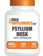 Bulksupplements Psyllium Husk Capsules: bouteille prête à l’emploi pour soutenir votre apport en fibres.