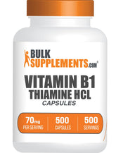 Bulksupplements Thiamine HCl capsules bouteille : soutien du métabolisme et énergie quotidienne.