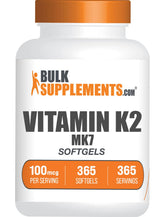 BulkSupplements Vitamine K2 MK7 – bouteille, gélules faciles à intégrer dans votre routine quotidienne.