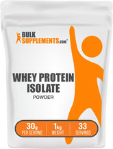 BulkSupplements Whey Protein Isolate, poudre sans arôme pour shakes faciles et rapides