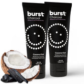 BURST dentifrice charbon 2pack bouteille-front : blanchiment naturel et bouche fraîche durable.