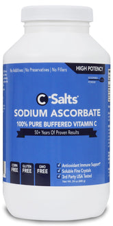 C-Salts: flacon-poudre-sodium-ascorbate, poudre légère pour hydratation équilibrée.
