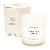 Calyan Vetiver Tonka: bougie deux mèches grand verre pour ambiance chaleureuse