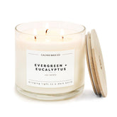 Bougie Calyan WAX Co Evergreen Eucalyptus, 3 mèches, diffusion de parfum durable