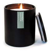 Calyan Wax Co. Bougie parfumée en verre noir, parfum durable jusqu'à 75 heures.