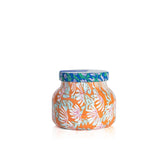 Capri Blue Pattern Play bougie en verre 8oz pour ambiance personnelle et audacieuse.