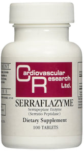 Cardiovascular Research Serraflazyme : vue bouteille et étiquette, utile pour vérifier l'emballage et les spécifications.