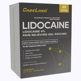 Pansement CARELAND lidocaïne 4% prêt à l’emploi, emballage pratique pour soulager rapidement.