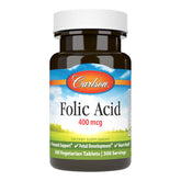 Carlson acide folique 400 mcg, flacon prêt pour une prise quotidienne.
