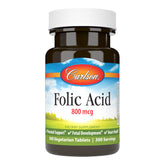 Carlson Acide folique 800 mcg, comprimés pratiques pour le soutien prénatal potentiel.