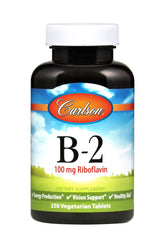 Carlson B-2 riboflavine bouteille montre le flacon et l énergie quotidienne possible