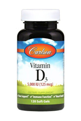 Carlson D3 5000 UI — capsule molle soutenant la santé des os et le métabolisme du calcium