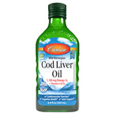 Carlson huile foie morue - bouteille claire, riche en oméga-3 pour le quotidien.