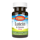Carlson Lutein et Greens bouteille visible, soutien potentiel de la vision au quotidien