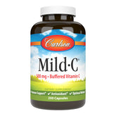 Carlson Mild-C: bouteille de vitamine C 500 mg prête à une prise quotidienne.