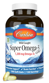 Carlson Super Omega-3 Gems: bouteille élégante pour une consommation quotidienne pratique.