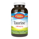 Carlson Taurine: bouteille et capsules, soutien potentiel du système nerveux et de la fonction musculaire.