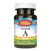 Carlson Vitamine A, bouteille 10000UI, peut soutenir la vue et la peau.