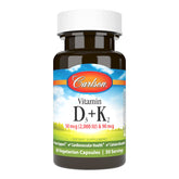 Carlson vitamine D3 K2, bouteille de capsules, soutien potentiel pour des os solides