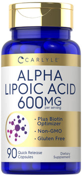 Carlyle Acide Alpha Lipoïque 600 mg, bouteille visible, soutien potentiel pour le quotidien.