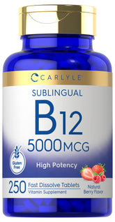 Carlyle B12 5000mcg tablettes-sublinguales, soutien énergétique naturel.