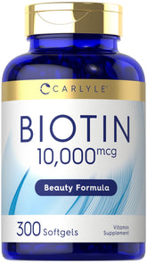 Carlyle Biotin 10000mcg bouteille avec gélules, soutien beauté quotidienne