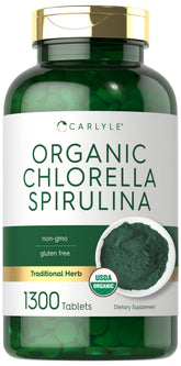 Carlyle: bouteille de tablettes chlorella et spiruline, intégration facile à votre routine.