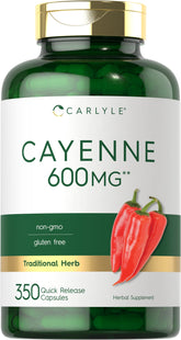 Capsules Carlyle Cayenne dans une bouteille, pratique pour la routine quotidienne.
