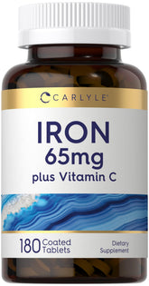 Carlyle Fer tablettes 65 mg avec vitamine C pour un apport quotidien.