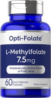 Bouteille Carlyle L-Méthylfolate de 60 gélules prête à l’emploi.