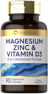 Carlyle Magnésium Zinc D3 – bouteille, format pratique pour routine quotidienne.